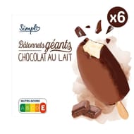 Simpl 6 bâtonnets chocolat au lait 483g