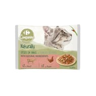 Carrefour Companino Naturally effilés en sauce boeuf & poulet  pour chat adulte 4x85g