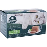 Carrefur companino pâtée pour chat Adulte en mousse aux poissons, au saumon, au boeuf & lapin 340g
