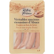 Reflets de France saucisses viennoises d'Alsace fumées au bois de hêtre porc et veau x4 240g