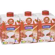 Carrefour classic crème entière fluide 30%mg 3x20cl