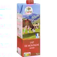 Carrefour extra lait de montagne entier uht brique 1l