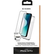 Pack iphone 16 pro coque transparente + verre trempe + smartframe