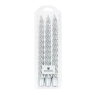 Devineau 3 bougies flambeaux argent unis torsadés -boîte rhodo