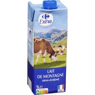 Carrefour extra lait de montagne demi écrémé brique 1l
