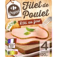 Carrefour original filet de poulet rôti au four 4 tranches 120g