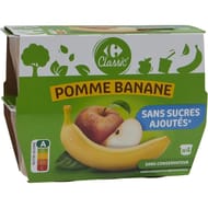Carrefour classic' desserts pomme banane sans sucres ajoutés x4 - 400g