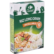 Carrefour classic' riz long grain incollable 10 min 500g