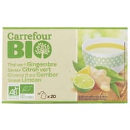 Carrefour bio thé vert gingembre citron vert bio 20 sachets 32g