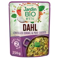 Jardin bio étic dahl de lentilles corail et pois cassé bio 250g