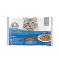 Carrefour companino pâtée pour chat d'intérieur en sauce au veau & thon x4 - 340g