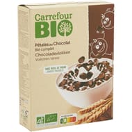 Carrefour bio céréales pétales au chocolat blé complet bio 375g