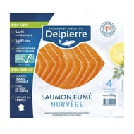 Delpierre saumon Atlantique fumé élevé en Norvège 120g