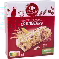 Carrefour classic' barres 4 céréales saveur cranberry x6 - 125g