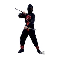 Costume ninja enfant noir rouge 5/6 ans