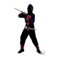 Costume ninja enfant noir rouge 7/9 ans