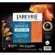Labeyrie saumon fumé Norvège -25% de sel 4 tranches 130g