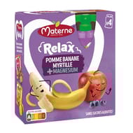 Materne compotes gourdes relax pomme banane myrtille + magnésium 4x90g