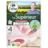 Carrefour extra jambon le supérieur avec couenne x4 160g