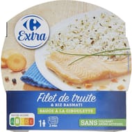 Carrefour extra filet de truite et riz basmati sauce à la ciboulette 300g
