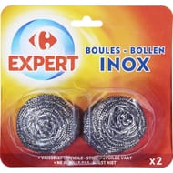 Carrefour expert éponge spirale boule inox x2