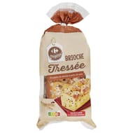 Carrefour original brioche tressée aux pépites de chocolat et perles de sucre 400g
