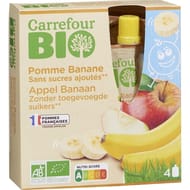 Carrefour bio compote pomme banane sans sucres ajoutés 4x90g
