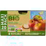 Carrefour bio compote pomme sans sucres ajoutes 20x90g