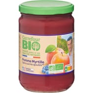 Carrefour bio compote pomme myrtille sans sucre ajoutés bio - 580g