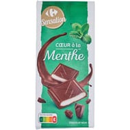 Carrefour sensation chocolat noir coeur menthe tablette 150g