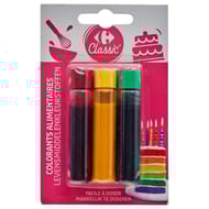 Carrefour classic' colorants alimentaires 3 flacons-18ml