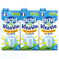 Lactel lait vitaminé 1,0% mg vita'vie uht brique 6x1l