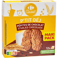 Carrefour classic' biscuits p'tit déj pépites de chocolat 600g
