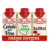 Elle&vire crème entière fluide 30%mg de condé sur vire lot 3x20 cl