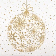 12 serviettes celeste effet textile 40x40cm boule 3d snowflakes or