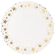 4 sous assiettes 34cm etoiles blanc impression starlight or