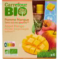 Carrefour bio compote pomme mangue sans sucres ajoutés 4x90g