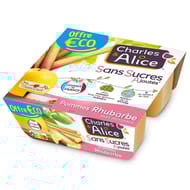 Charles & Alice sans sucre ajouté pomme rhubarbe 4x97g offre éco