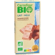 Carrefour bio tablette de chocolat au lait x2 -170g