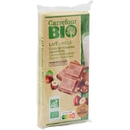 Carrefour bio tablette chocolat au lait noisettes caramélisés bio x2 - 170g