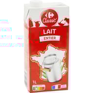 Carrefour Classic' lait entier brique 1l