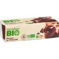 Carrefour bio mousse au chocolat noir 2X70g