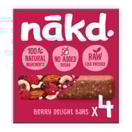 Nakd barres de céréales framboises berry delight x4 -  140g