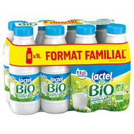 Lactel lait bio demi écrémé bouteille 8x1l format familial