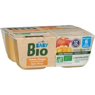Carrefour baby bio dessert bébé dès 6 mois pomme, mangue 4x100g