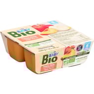 Carrefour baby bio dessert bébé dès 6 mois pomme, pêche 4x100g