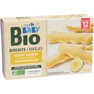 Carrefour baby bio biscuits bébé banane dès 12 mois 120g