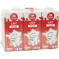 Carrefour Classic' lait entier brique 6x1l