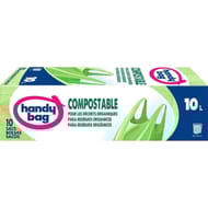 10 sacs poubelle poignées à nouer 10l 100% compostable handy bag