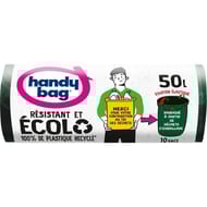 Handy bag écolo 100% recyclé sac poubelle fixation élastique 50l x10